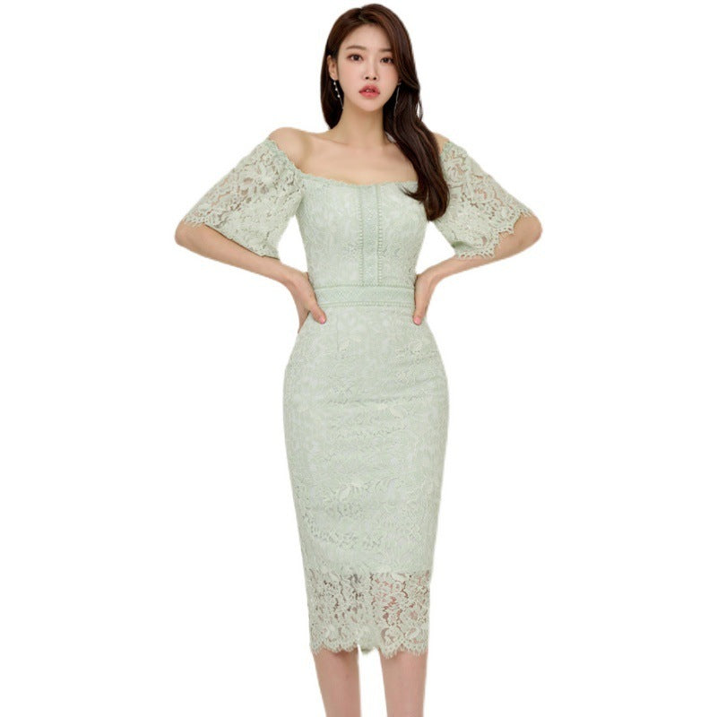 Temperament Small Off The Shoulder Slim Bag Hip Dress