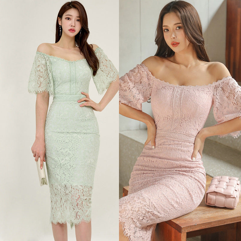 Temperament Small Off The Shoulder Slim Bag Hip Dress