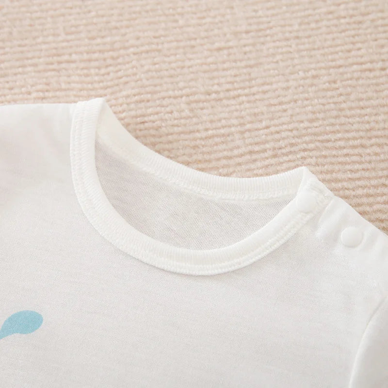 Summer Boys and Girls Cute Elephant Comfortable Casual Short Sleeve Round Neck Baby Bodysuit