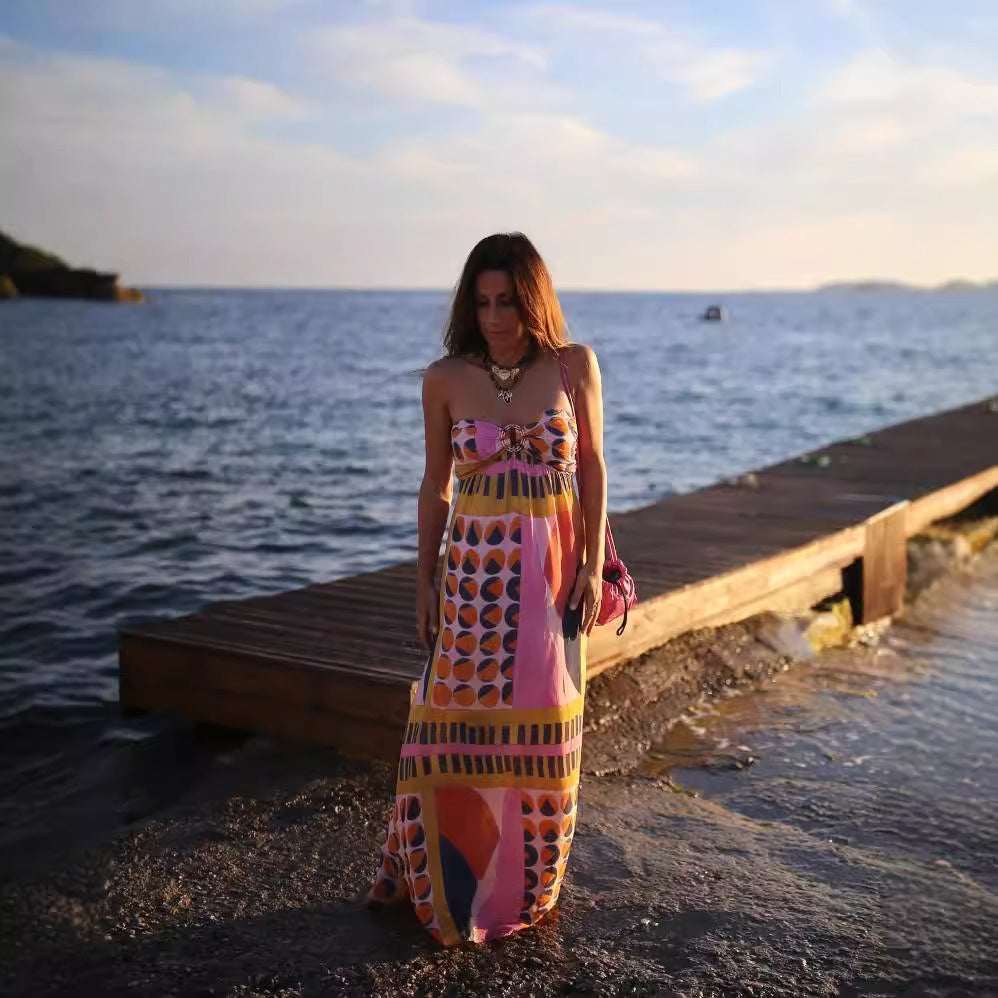 Fashion Women's Wear Printed Tube Top Dress