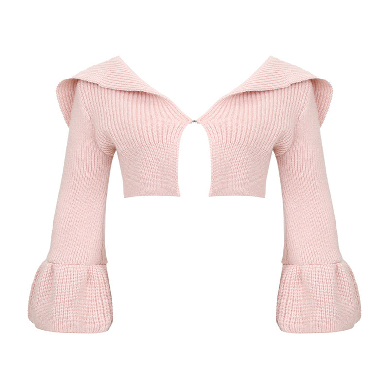 Romantic Lapel Long Sleeve Sweater Cardigan Skirt Outfit Women