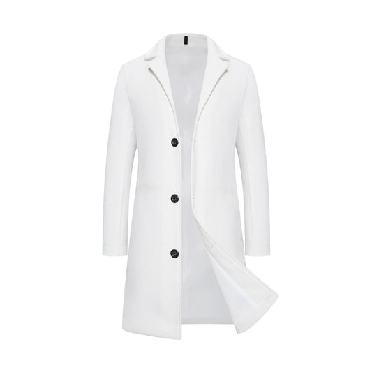 Men's Solid Color Single-breasted Trench Coat