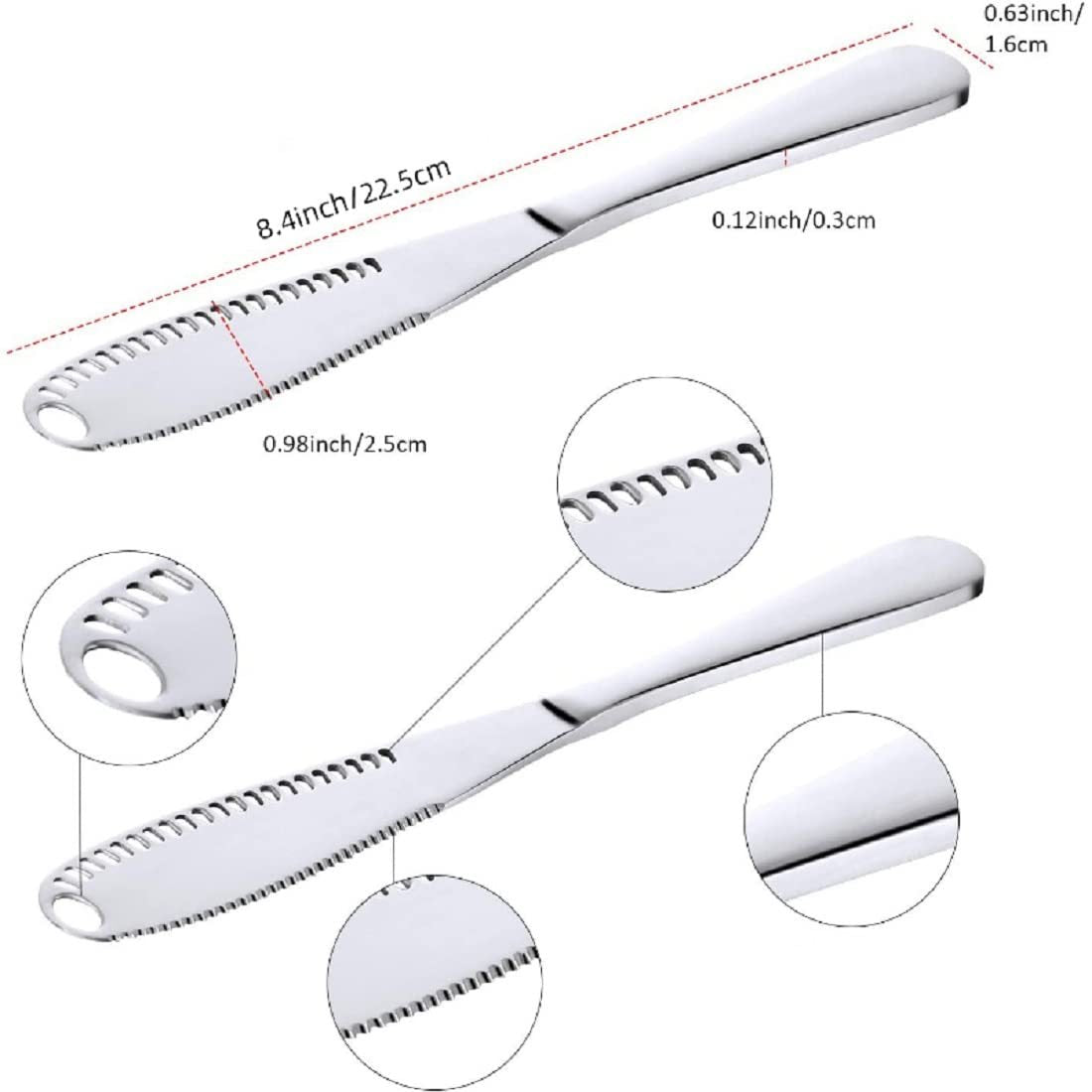 Stainless Steel Butter Spreader Knife With Handle, 3 In 1 Curler Slicer Knife, Butter Knife Spreader And Curler With Holes And Serrated Edge Cheese Knife  Kitchen Gadgets