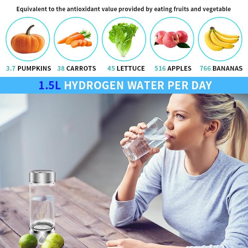 Hydrogen Water Bottle, Portable Hydrogen Water Bottle Generator and Well-Being, Refine Water in 3 Minutes, Convenient for Workplace, Day Travel and Drinking, Gift for Beloved.