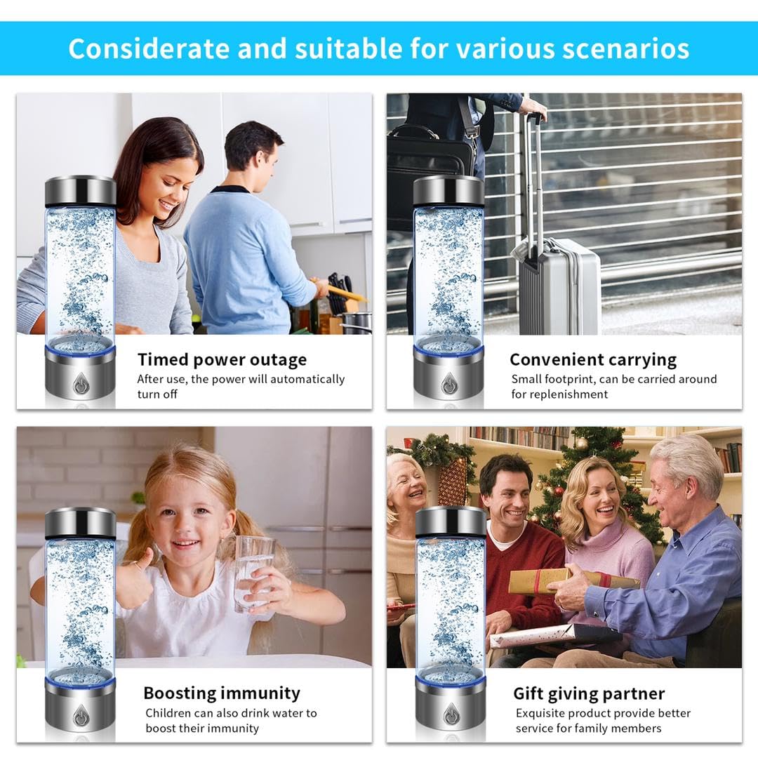 Hydrogen Water Bottle, Portable Hydrogen Water Bottle Generator and Well-Being, Refine Water in 3 Minutes, Convenient for Workplace, Day Travel and Drinking, Gift for Beloved.