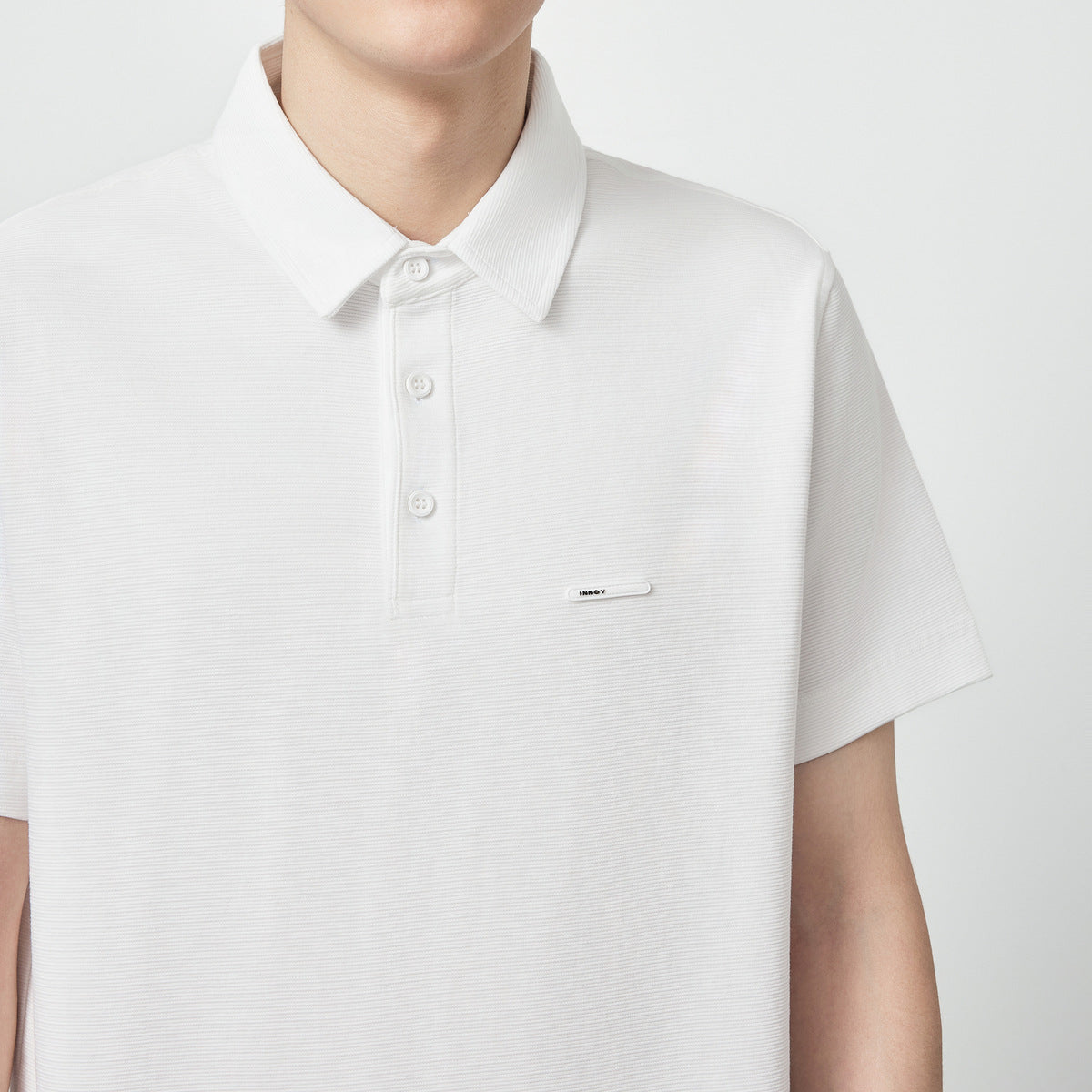 Simple Striated Short-sleeved Polo Shirt