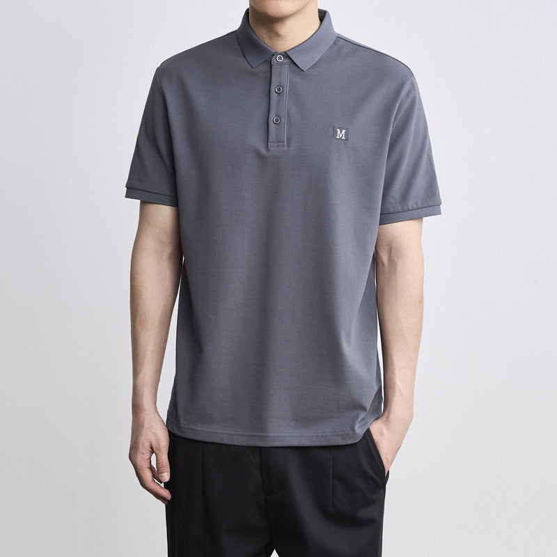Letter Embroidered Polo Shirt Simple Lapel Men's Short Sleeve