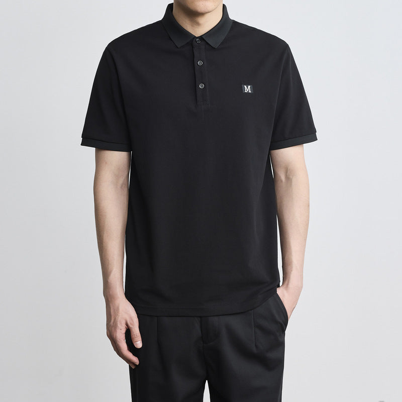 Letter Embroidered Polo Shirt Simple Lapel Men's Short Sleeve