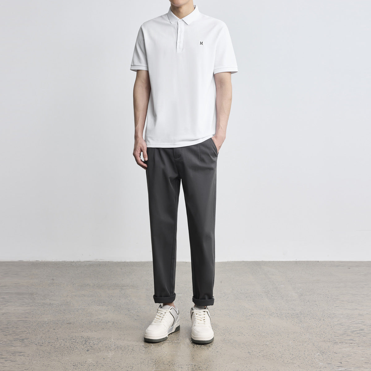 Letter Embroidered Polo Shirt Simple Lapel Men's Short Sleeve