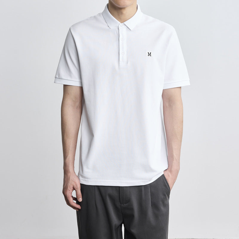 Letter Embroidered Polo Shirt Simple Lapel Men's Short Sleeve