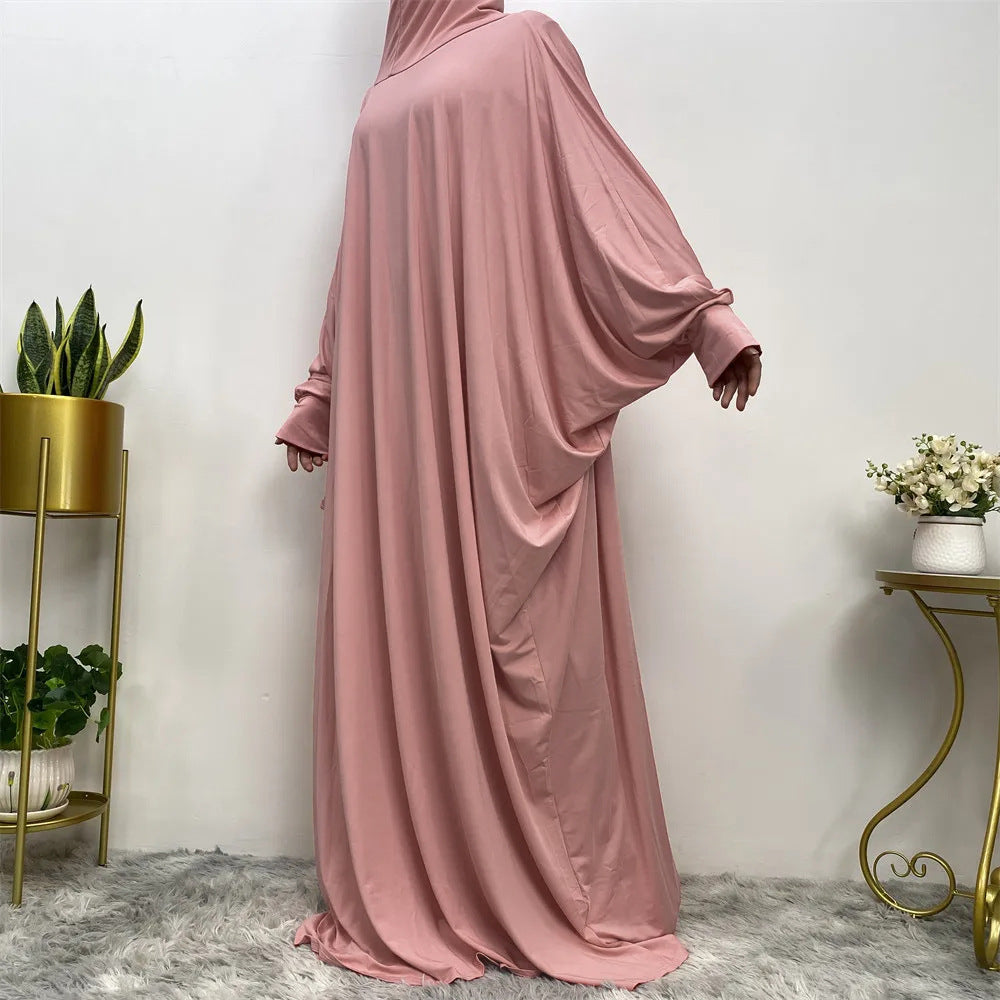 Middle East Women's Traditional Solid Color Long Sleeve Loose Robe Abaya